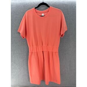 SPANX Womens sz M AirEssentials Cinched Mini Dress Coral Bright Scuba Athleisure